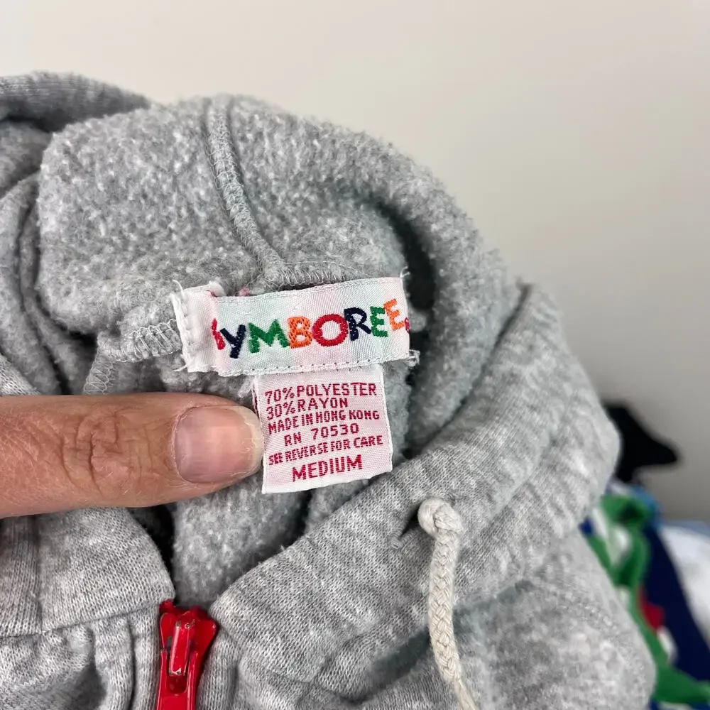 Vintage Gymboree Color Block Gray Hoodie Zip Sweatshirt Medium 3-4